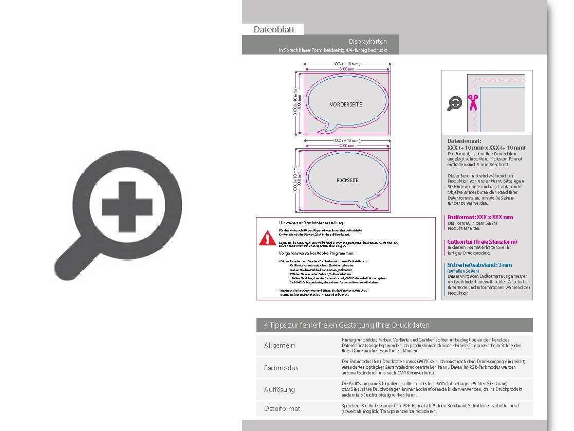 Product Bild displaykarton_in_sprechblase-form_konturgefr__st___beidseitig_4_4-farbig_bedruckt